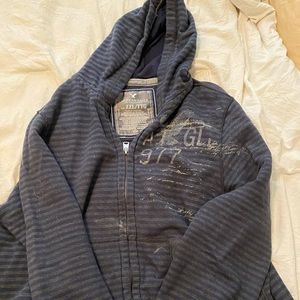 American Eagle full zip hoodie Navy and Gray XXL